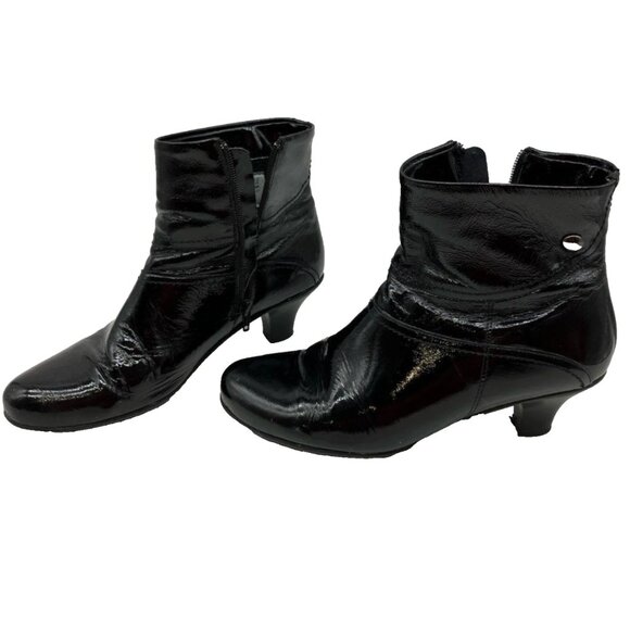 La Canadienne Made in Canada Black Patent Leather Ankle Boots Booties Womens 10 - Picture 1 of 5